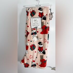 NWT New Pickle and Dot Oversized Plush Blanket Pink Christmas Cats Dopamine